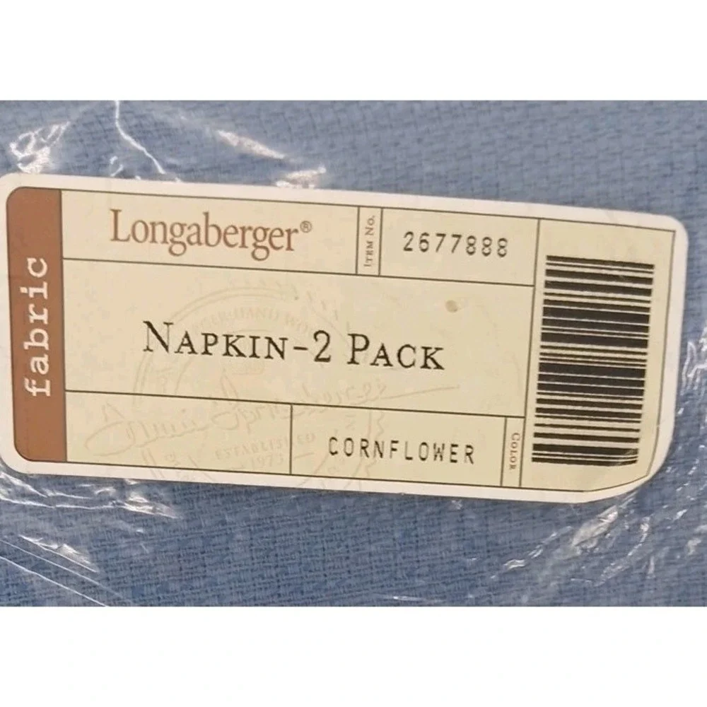 Longeberger Sets New Cornflower Blue Napkins, New In Package Retired 4 Piece